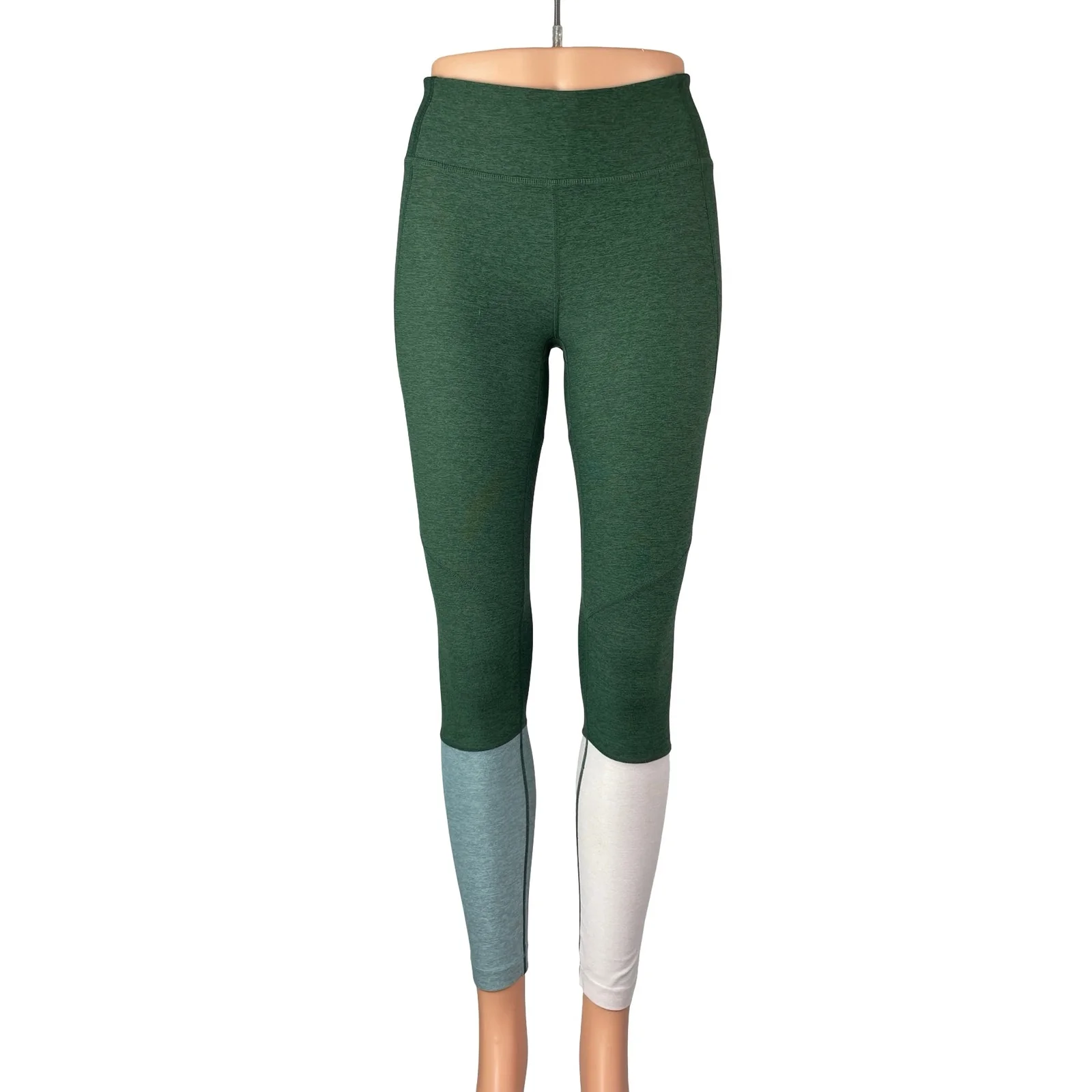 Outdoor Voices Womens Green Tri Tone Colorblock Athletic Leggings Pants Size S/M