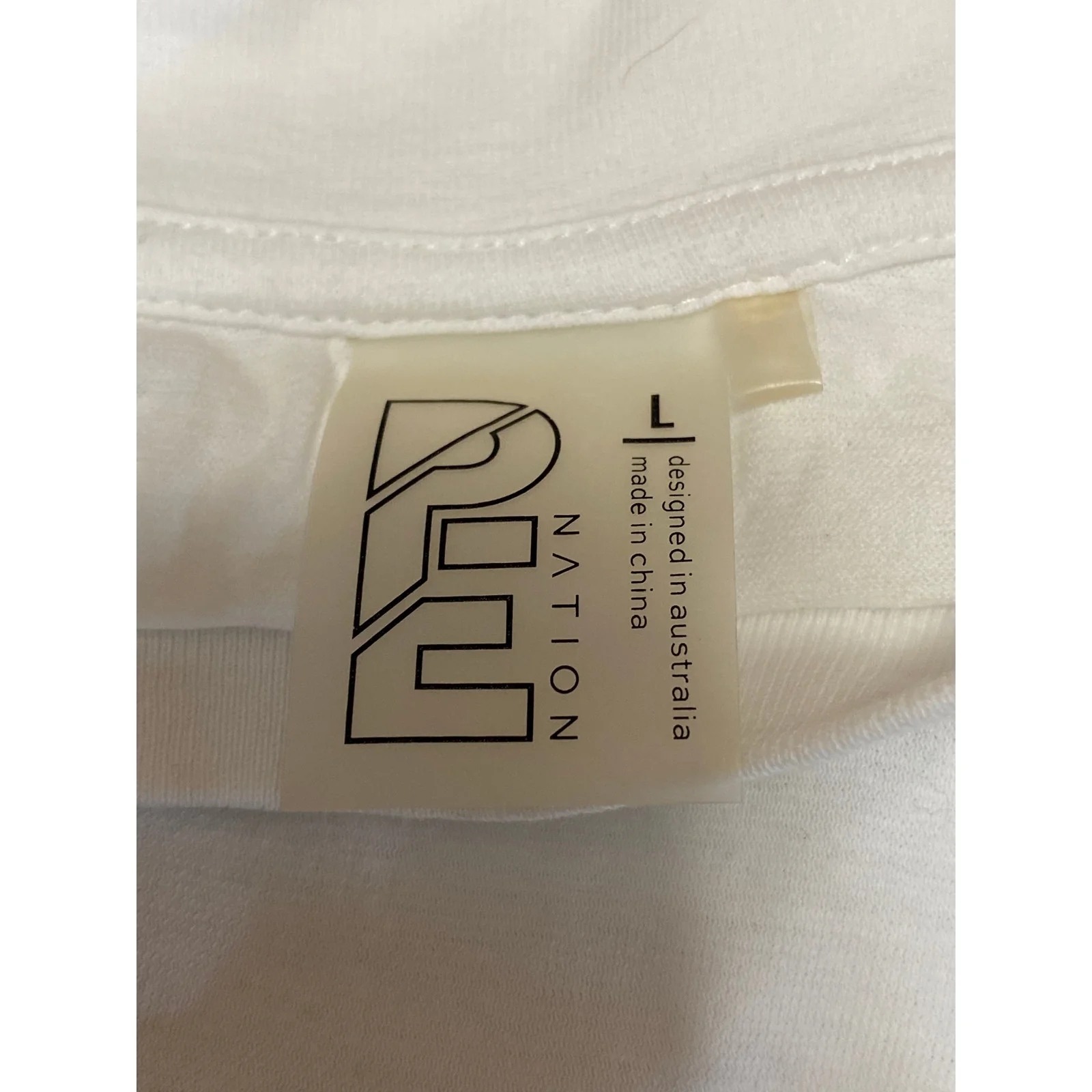 P.E Nation Women's White Striped Logo Sleeveless Athletic Muscle Tee Tank Top L - Image 3