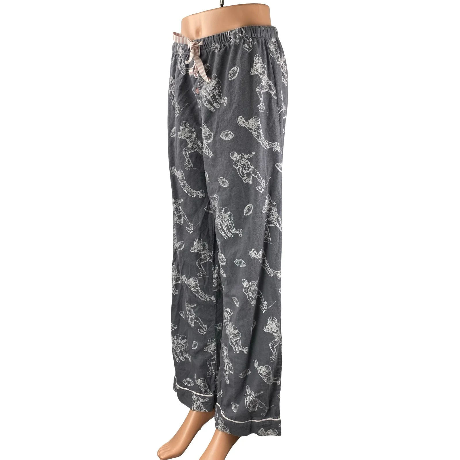 P.J. Salvage Game Day Gray Football Graphic Flannel Sleepwear Pajama Pants Sz S - Image 2