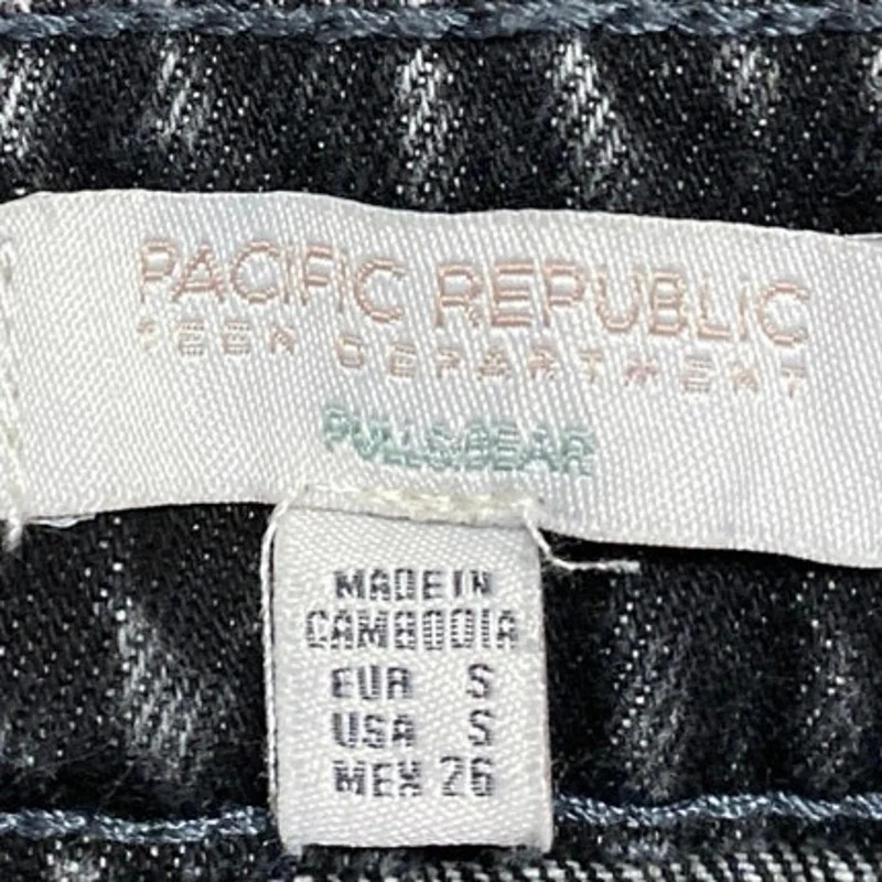 Pacific Republic Black Pleated High Waist Mini Denim A-Line Flared Skirt Size S - Image 4