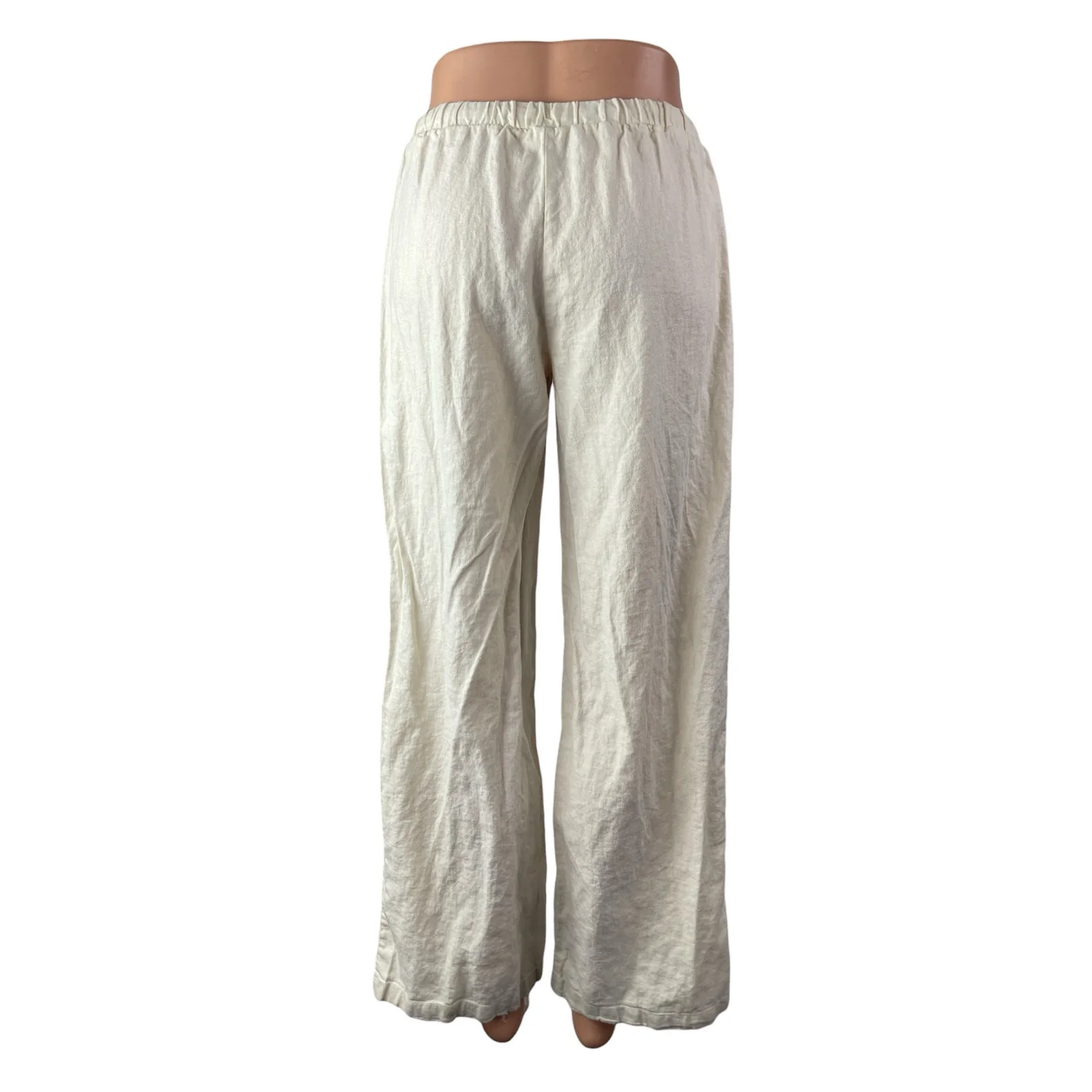 Pacific Republic Women's White High Waisted Tie Wide Leg Trousers Pants Size M - Image 3