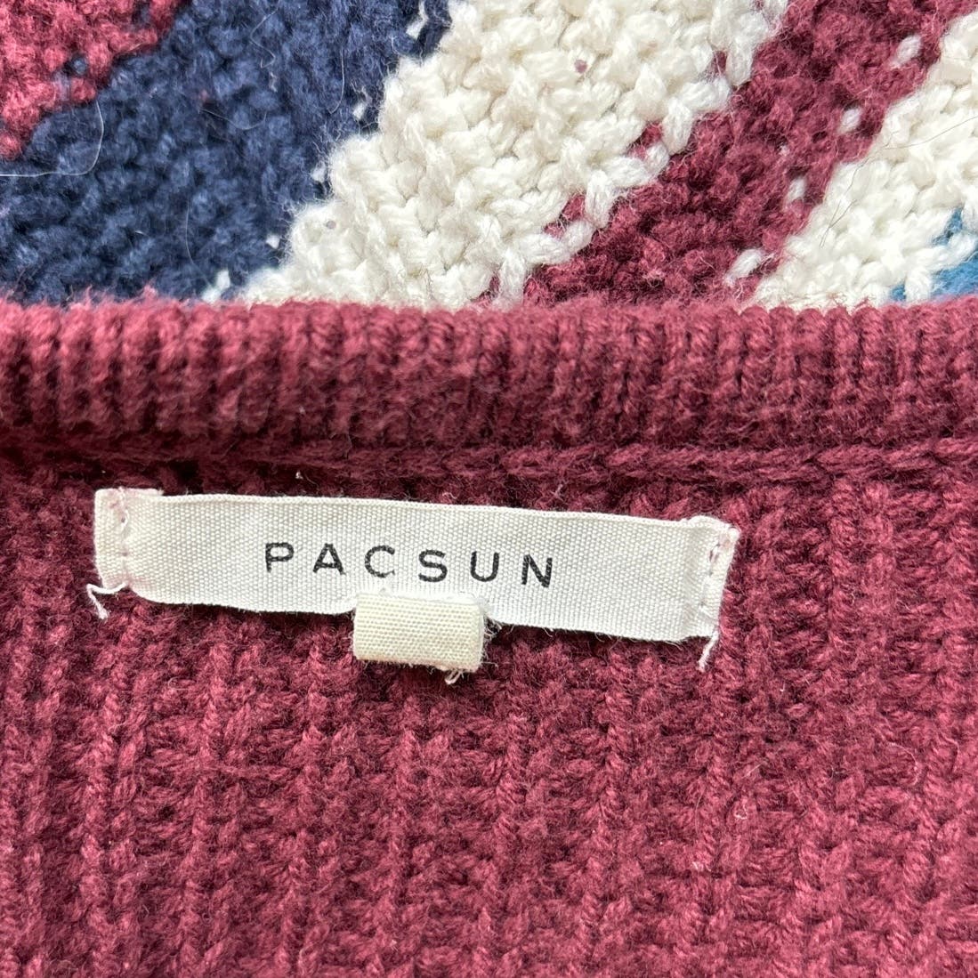 Pacsun Rugby Striped Red Cotton Long Sleeve Boat Neck Pullover Sweater Size XS - Image 6