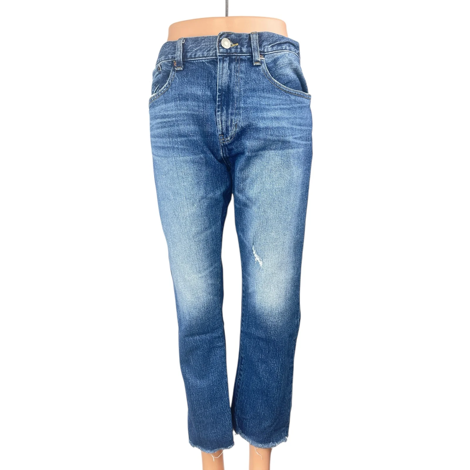 Pacsun Vintage Skinny Womens Blue High Rise Frayed Hem Denim Jeans Pants 32x32