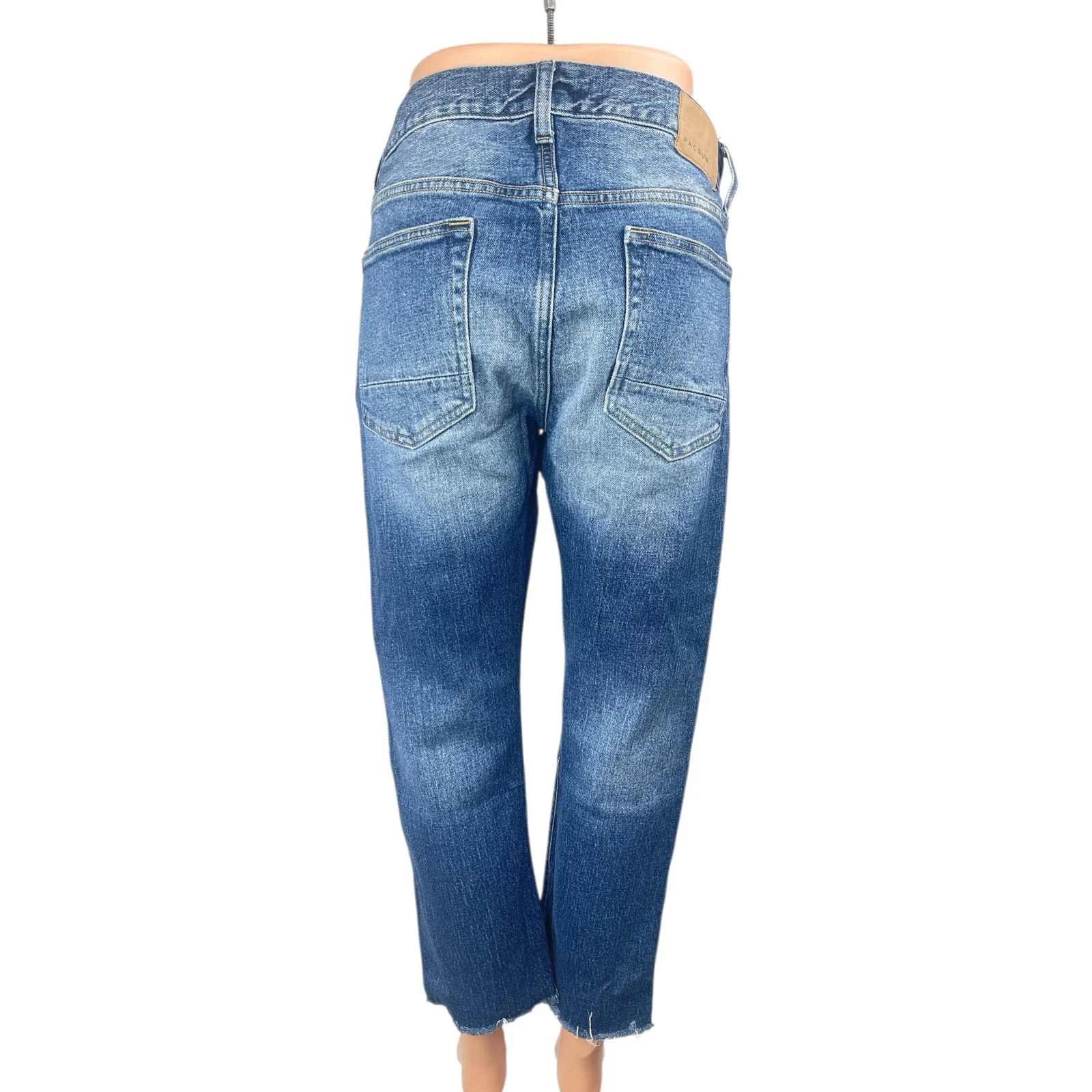 Pacsun Vintage Skinny Womens Blue High Rise Frayed Hem Denim Jeans Pants 32x32 - Image 2