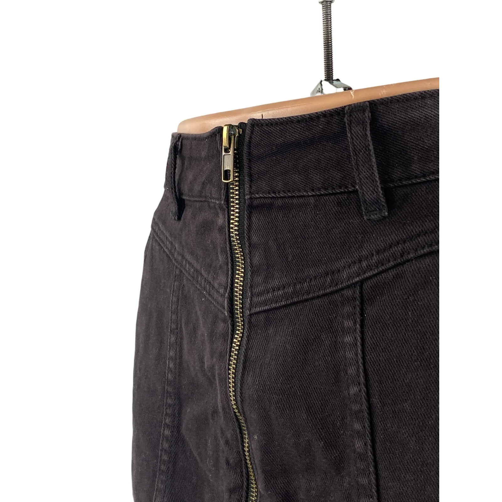 Pacsun Women's Black High Rise Full Zip Mini Flare A-Line Denim Jeans Skirt 23 - Image 3