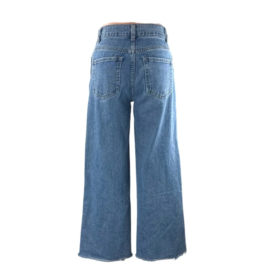 Pacsun Women's Blue Disressed High Rise Wide Leg Baggy Crop Denim Jeans Size 24 - Image 3