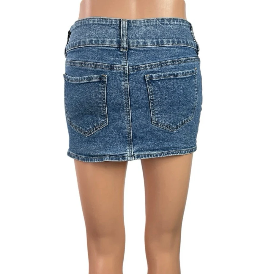 Pacsun Women's Blue Medium Wash High Waisted Pencil Mini Denim Jean Skirt 23 - Image 3