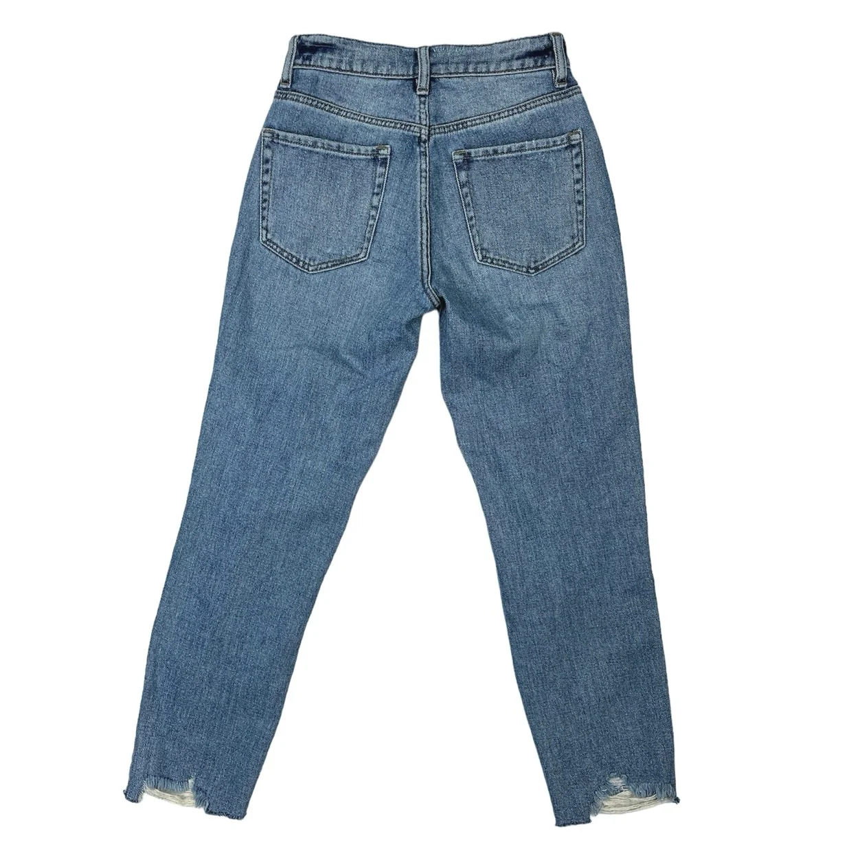 Pacsun Women's Medium Wash Blue Mid Rise Cropped Distressed Denim Jeans Size 25 - Image 2
