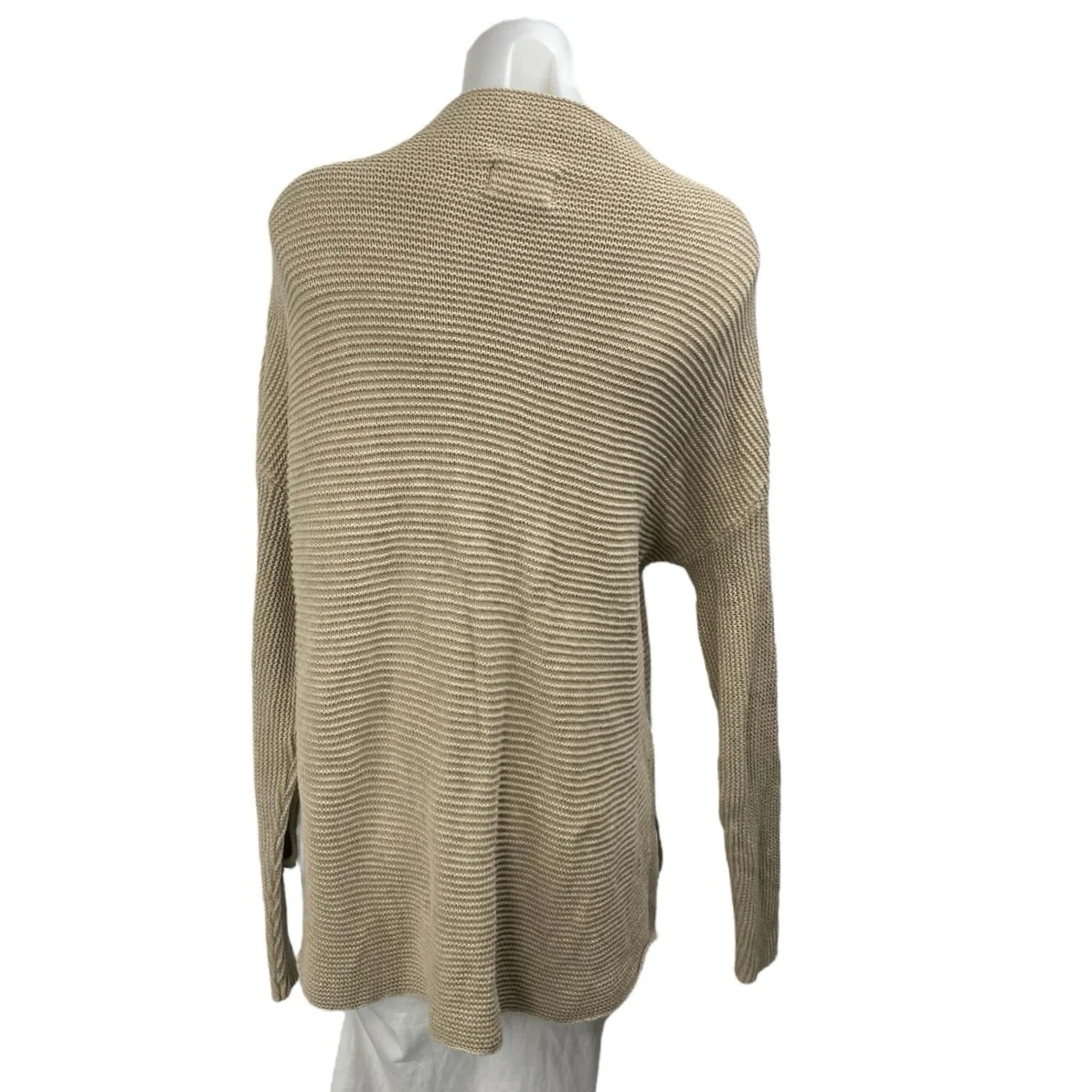 Pact Women's Cream Rib Knit High Neck Long Sleeve Oversized Sweater Top Size S - Image 2