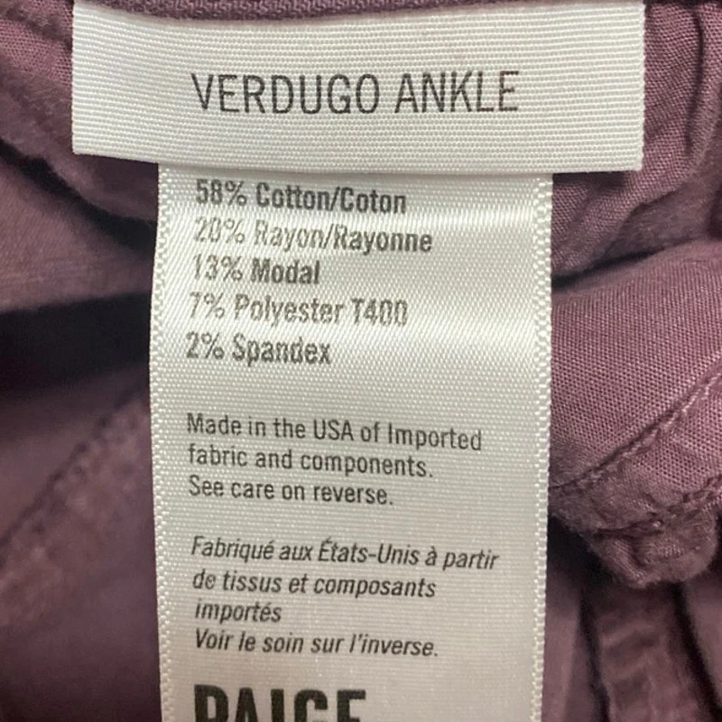Paige Verdugo Ankle Women's Purple Low Rise Skinny Trousers Denim Jeans Size 25 - Image 5