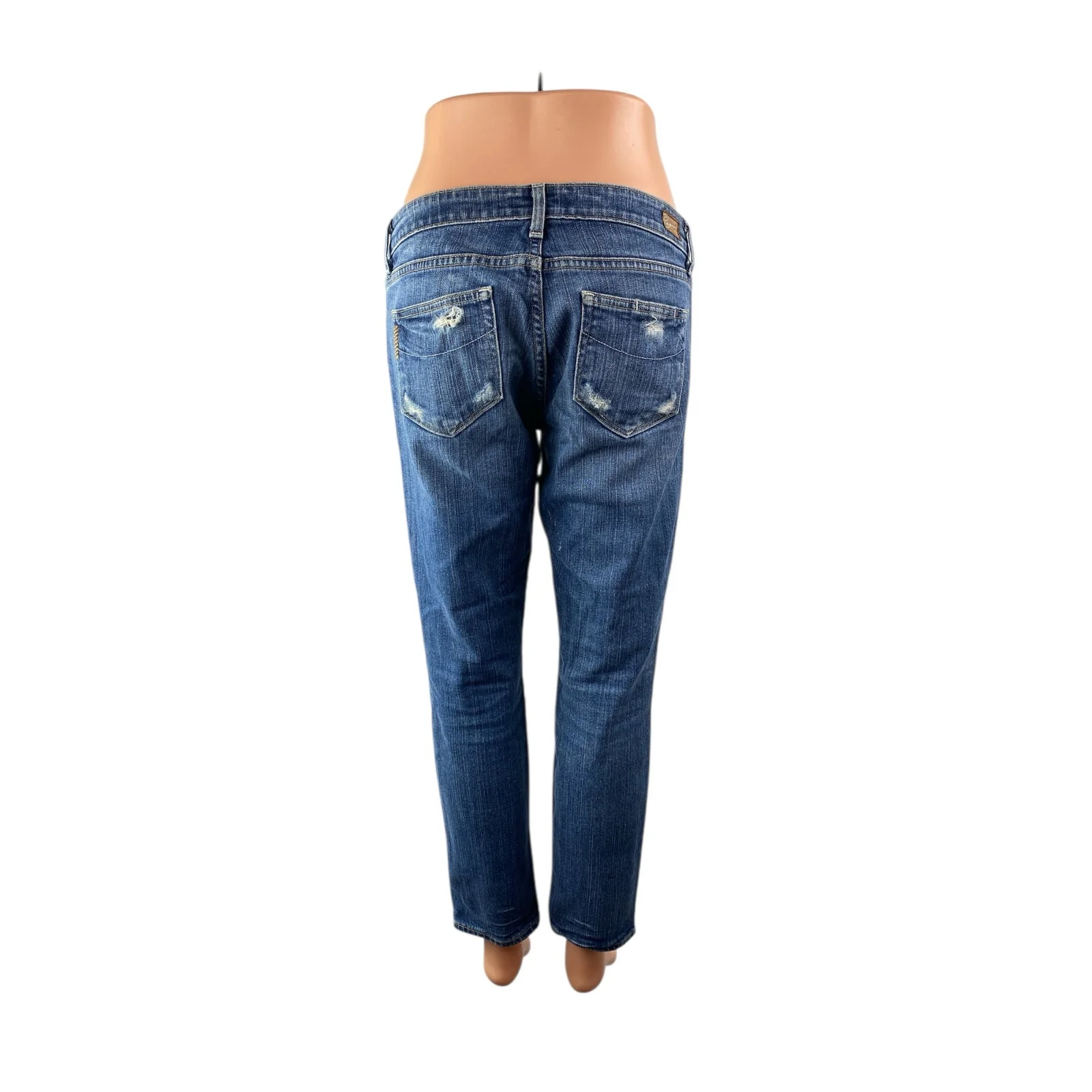 Paige Women's Blue Distressed Mid Rise Straight Leg Cropped Denim Jeans Size 29 - Image 2