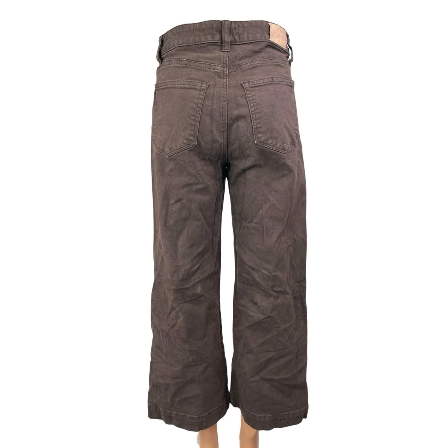 Paige Womens Brown High Waisted Straight Wide Leg Baggy Denim Jeans Pants Sz 26 - Image 2