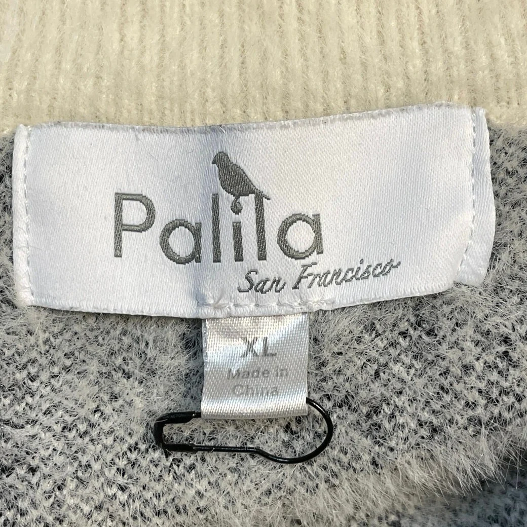 Palila Women Black Cream Crew Neck Long Sleeve Knit Pullover Sweater Top Size XL - Image 4