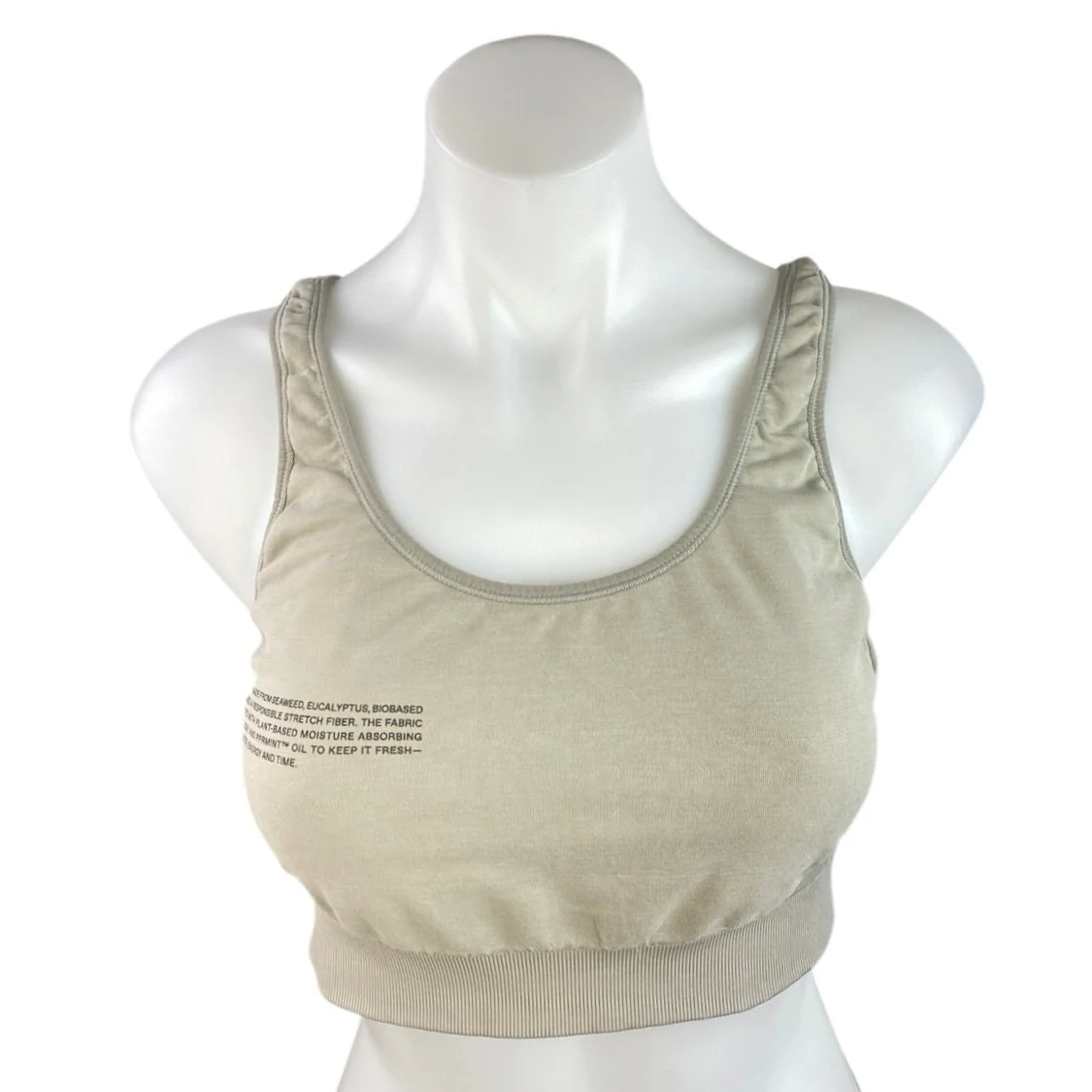 Pangaia Women's Cream Beige Sleeveless Yoga Athletic Sports Bra Crop Top Size XL