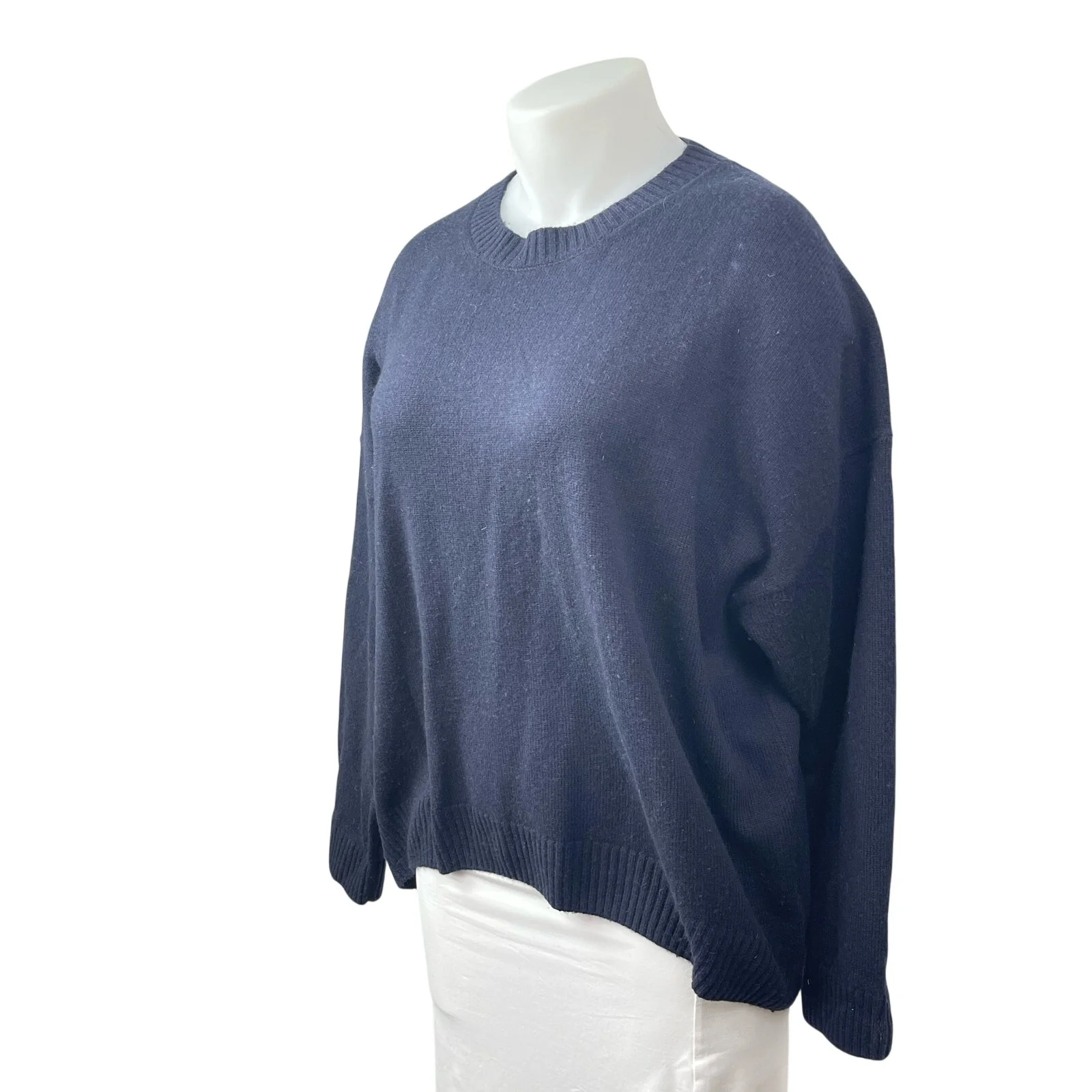 Parke Womens Navy Blue Wool Cashmere Long Sleeve Crew Neck Sweater Top Size L/XL - Image 2