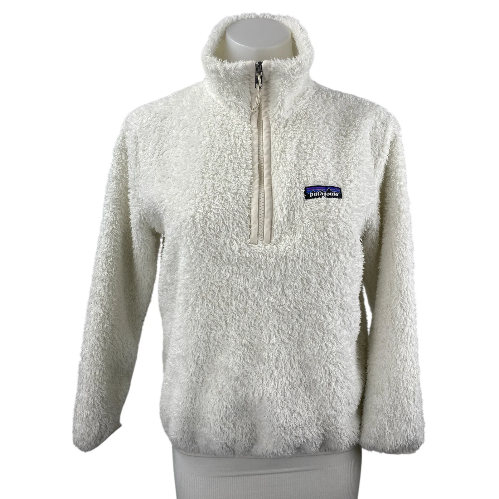 Patagonia Los Gatos Women's White Fleece 1/4 Zip Long Sleeve Sweater Top Sz XXS