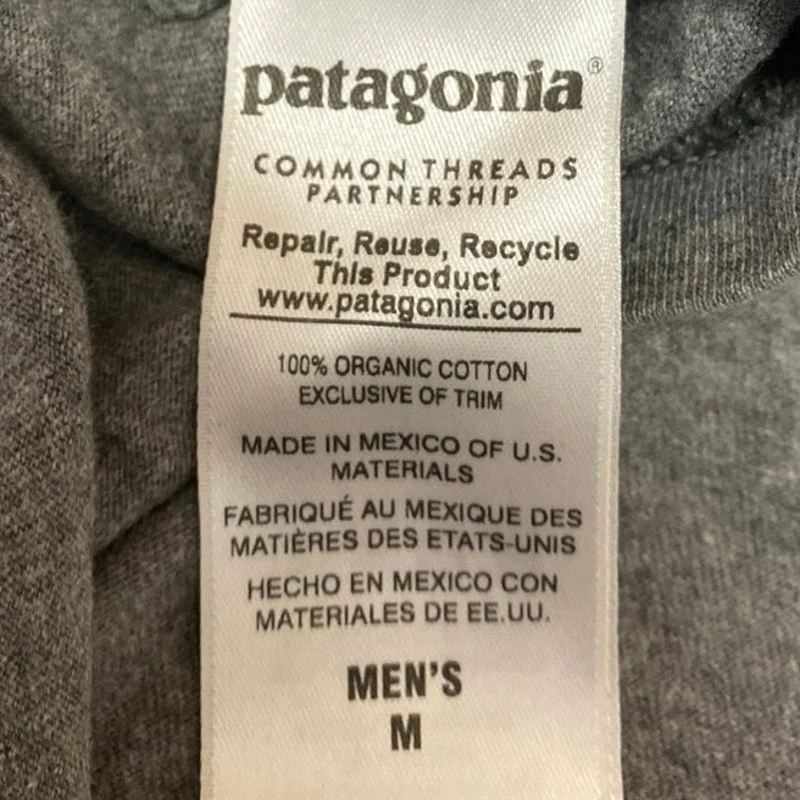 Patagonia Men's Gray Long Sleeve Crew Neck Logo Graphic Tee T-Shirt Top Size M - Image 5