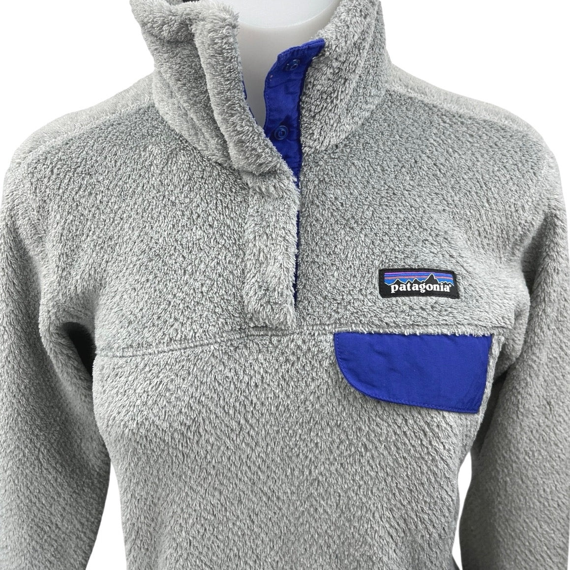 Patagonia Re-Tool Snap Gray Fleece High Neck Long Sleeve Pullover Sweater Top S - Image 3