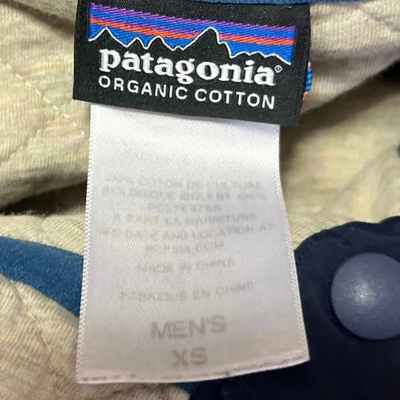 Patagonia Snap T Men's Beige Quilted Puffer Collared Polo Sweater Top Size XS - Image 3