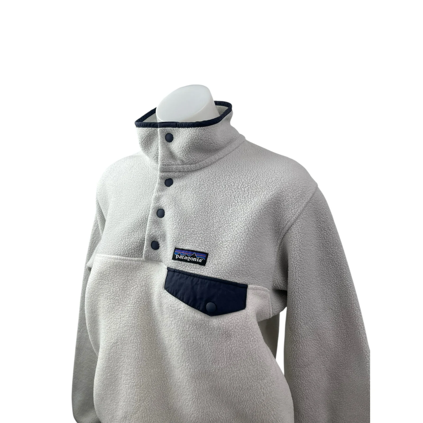 Patagonia Synchilla Snap-T Fleece Women's White Long Sleeve Sweater Top Size S - Image 2