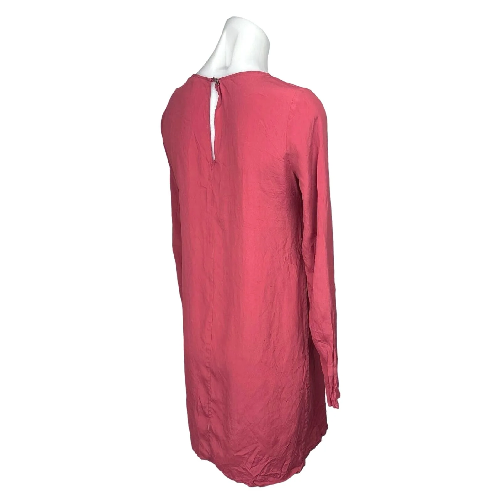 Patrizia Pepe Pink Silk Sequin Round Neck Long Sleeve Shift Mini Dress Size S - Image 3