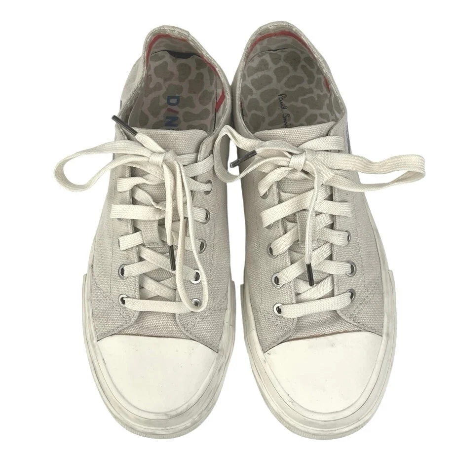 Paul Smith Dino Kids White Cream Canvas Low Top Lace Up Sneakers Shoes Size 6 - Image 2