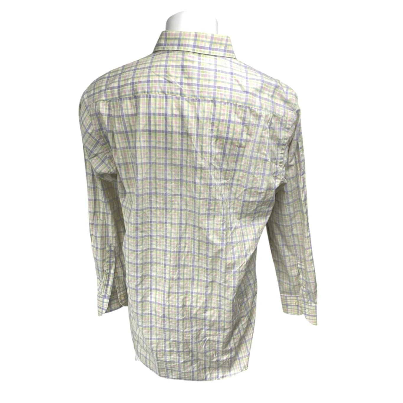 Paul Stuart Men's White Multicolor Plaid Long Sleeve Button Down Pocket Shirt XL - Image 2