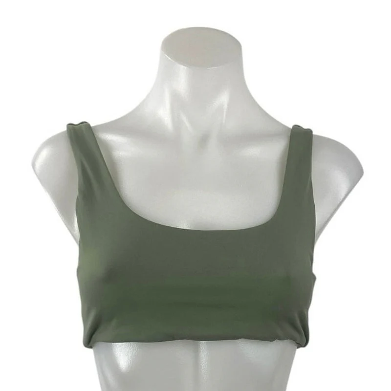 Pavoi Green Scoop Neck Yoga Gym Workout Athletic Sports Bra Crop Top Size S