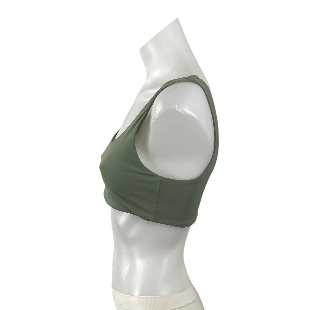 Pavoi Green Scoop Neck Yoga Gym Workout Athletic Sports Bra Crop Top Size S - Image 2