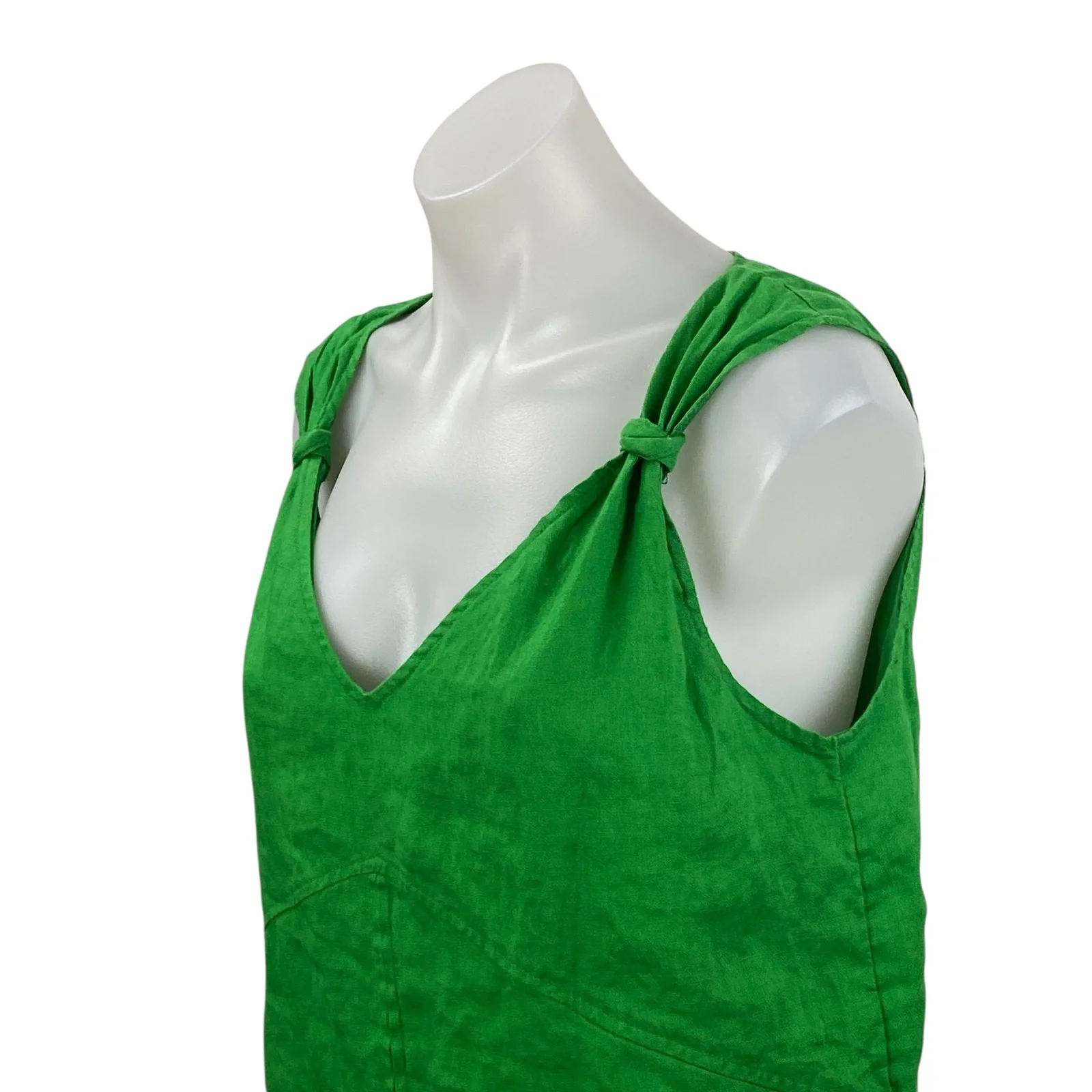 Pedro Del Hierro Women's Green Sleeveless V Neck Tank Mini Shift Dress Size 6 - Image 2