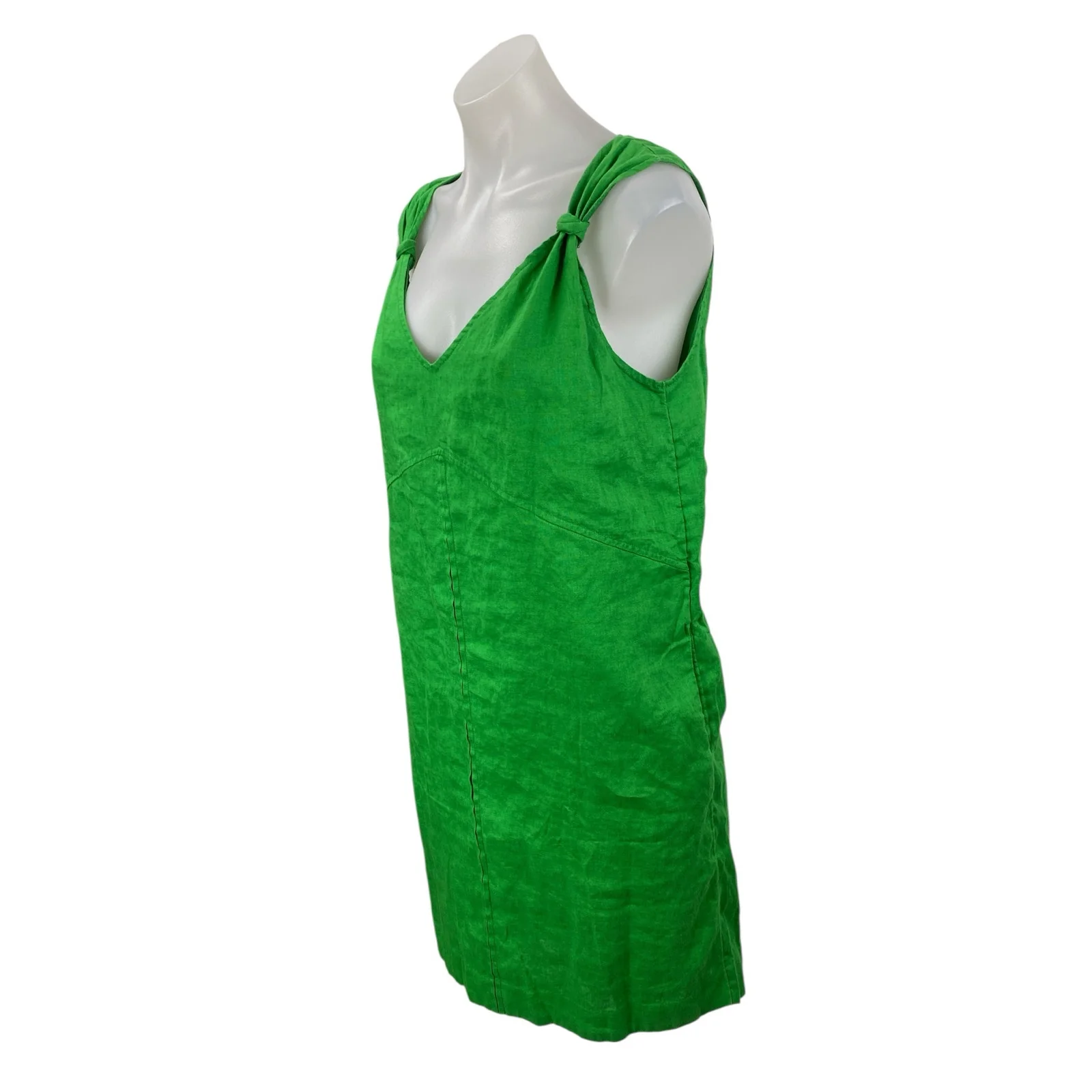 Pedro Del Hierro Women's Green Sleeveless V Neck Tank Mini Shift Dress Size 6 - Image 3