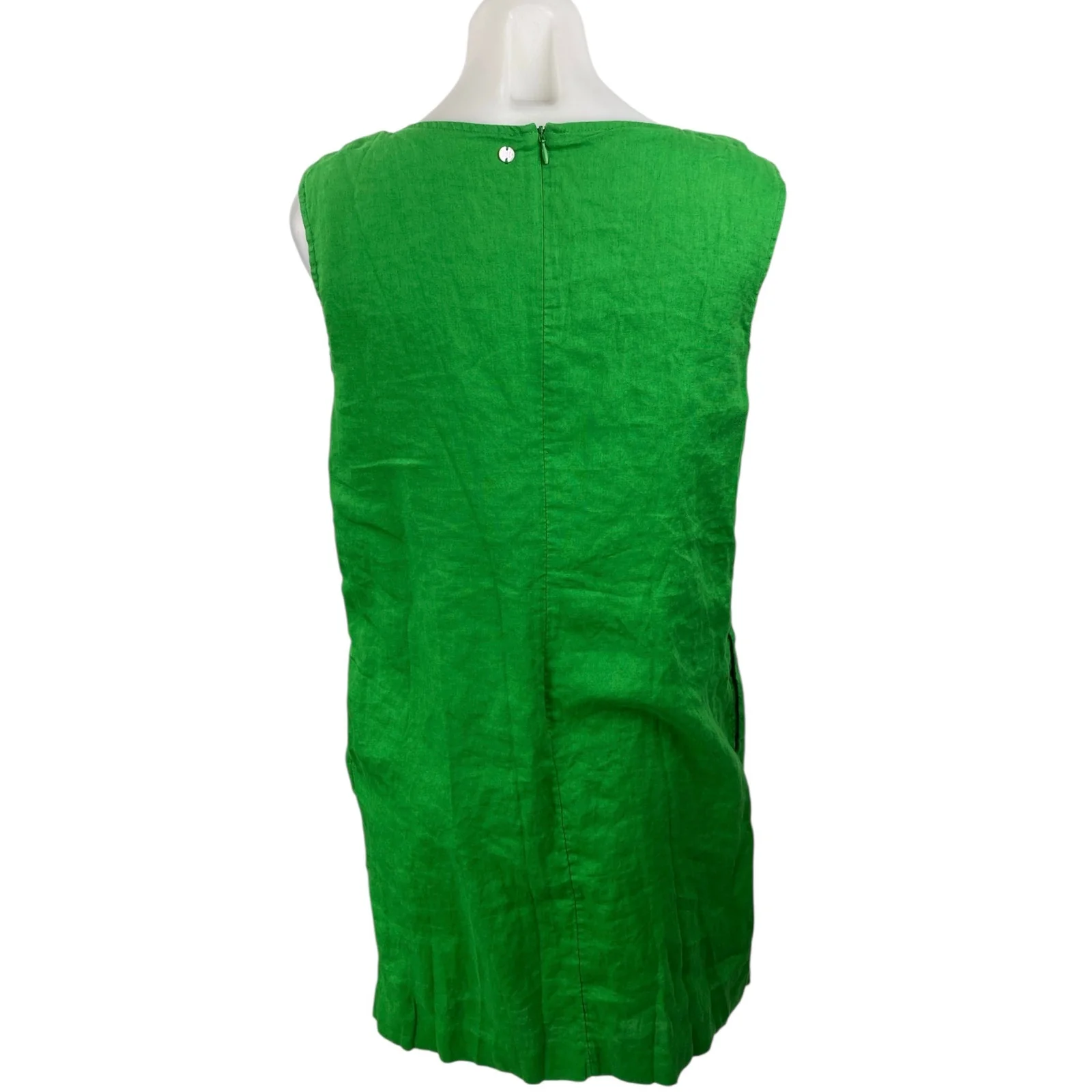 Pedro Del Hierro Women's Green Sleeveless V Neck Tank Mini Shift Dress Size 6 - Image 4