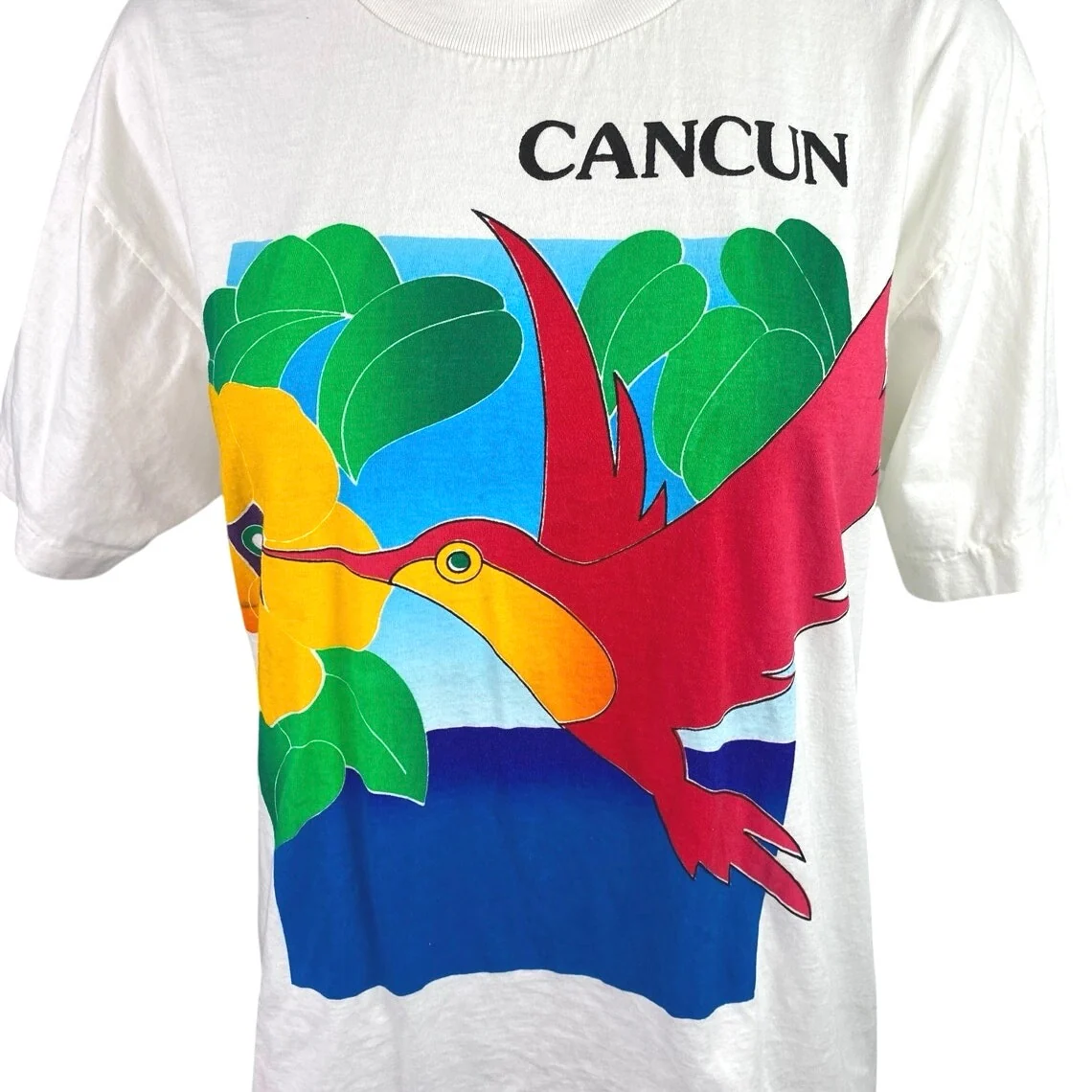Peer By Peter Mussfeldt White Cancun Crewneck Short Sleeve Tee T shirt Top Sz L - Image 3
