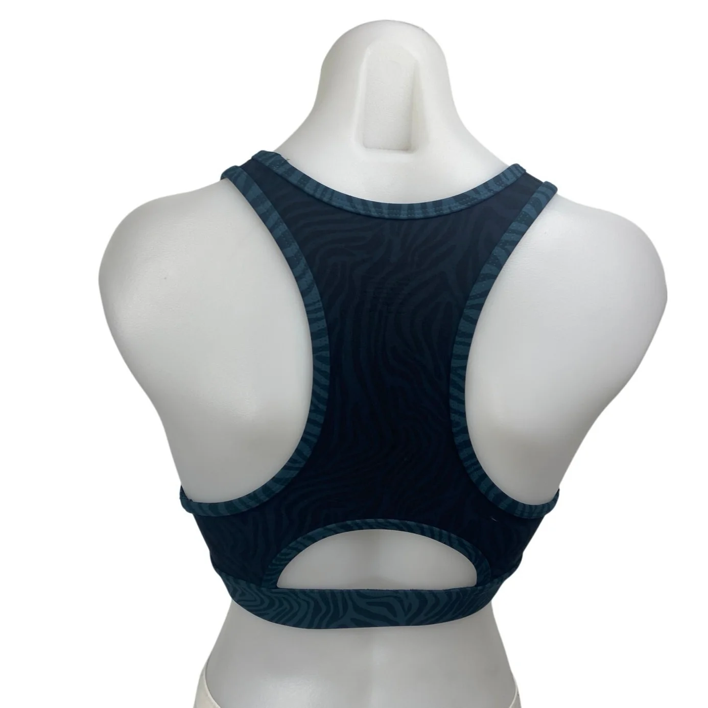 Peloton Blue Zebra Animal Print Raceback Yoga Athletic Sports Bra Crop Top Sz S - Image 2