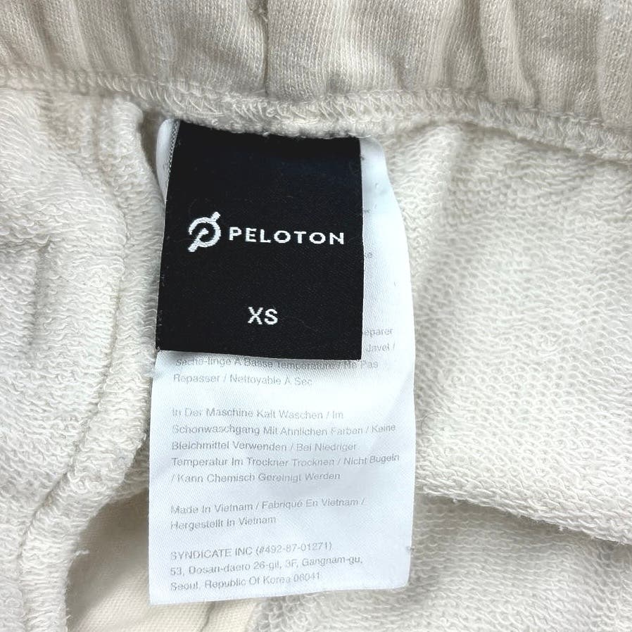 Peloton TWGF White Drawstring Pockets Athletic Running Activewear Sweat Short XS - Image 5