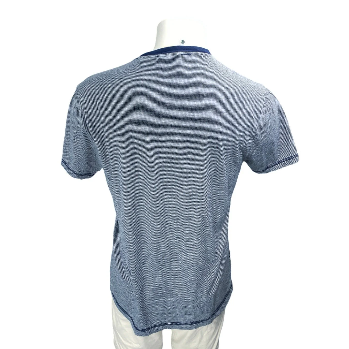Penguin Men's Blue Striped Embroidered Short Sleeve Crewneck Tee Tshirt Top Sz L - Image 2