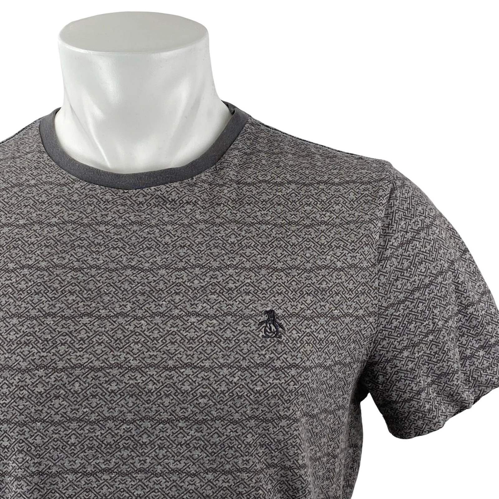 Penguin Men's Gray Geometric Logo Short Sleeve Crewneck T Shirt Tee Top Size M - Image 2
