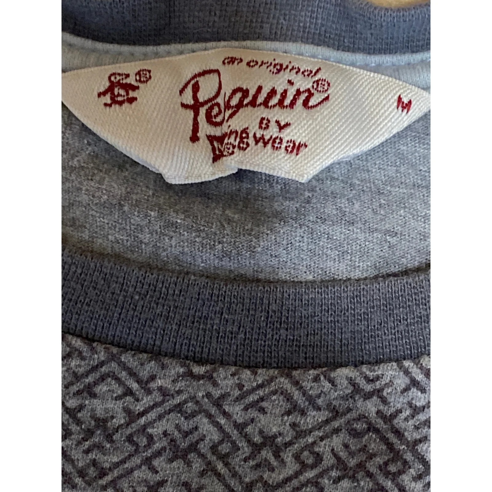 Penguin Men's Gray Geometric Logo Short Sleeve Crewneck T Shirt Tee Top Size M - Image 5