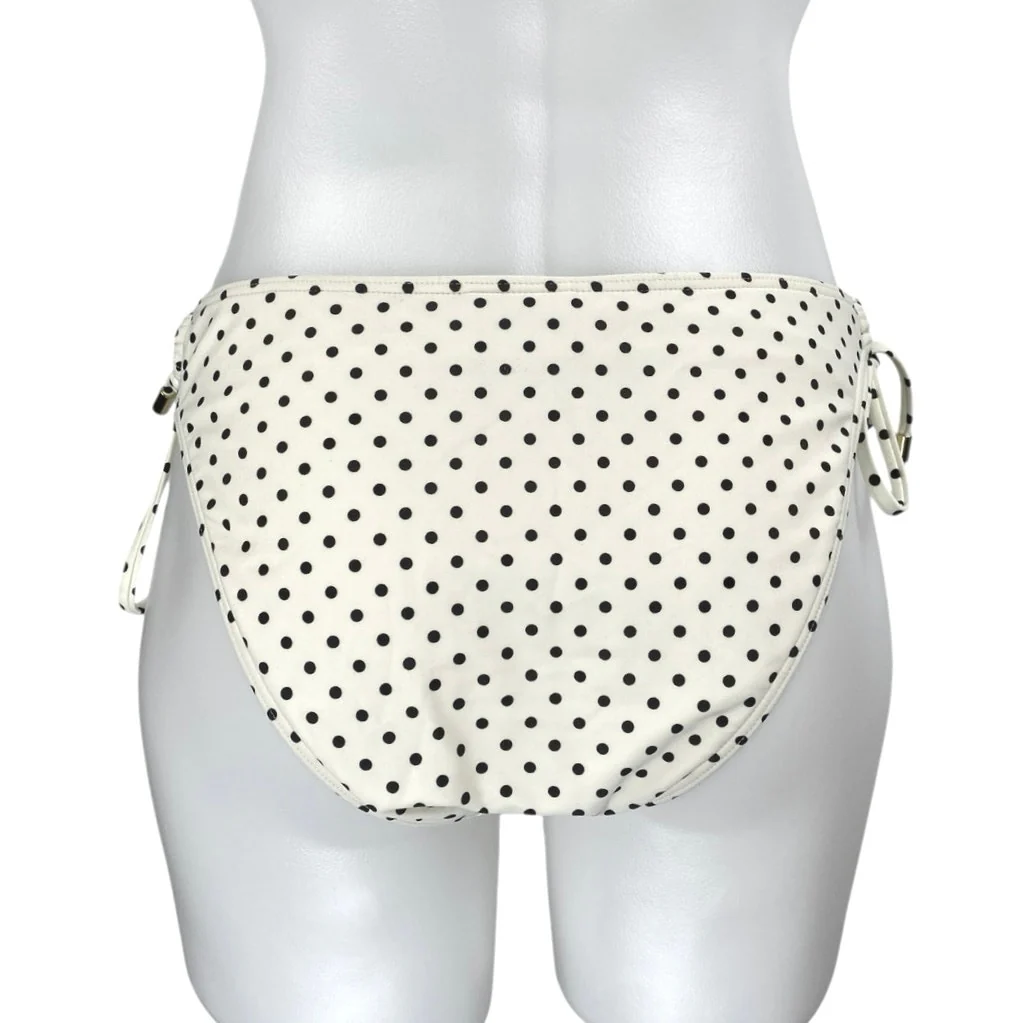 Peony White Black Polka Dots Side Tie Bikini Bottom Swimsuit Swimwear Size 10 - Image 2