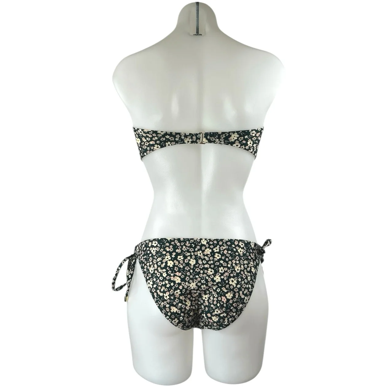 Peony Women's Black Floral Bandeau Two Piece Bikini Swimsuit Swimwear Size 6/8 - Image 2