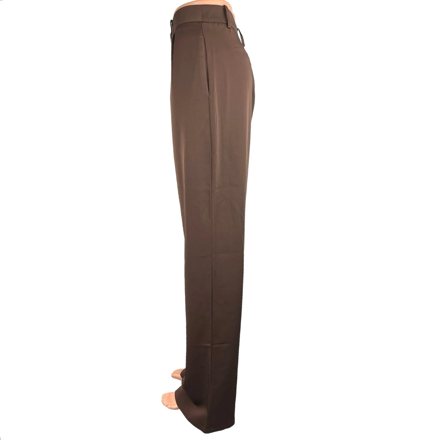 Peppermayo Brown High Rise Straight Pleated Career Business Ankle Dress Pants 8 - Image 2