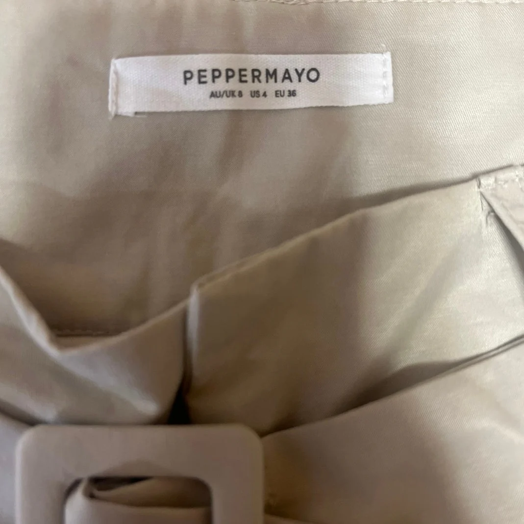 Peppermayo Mooncharged Women's Beige Pleated Belted Casual Mini A-Line Skirt 4 - Image 4