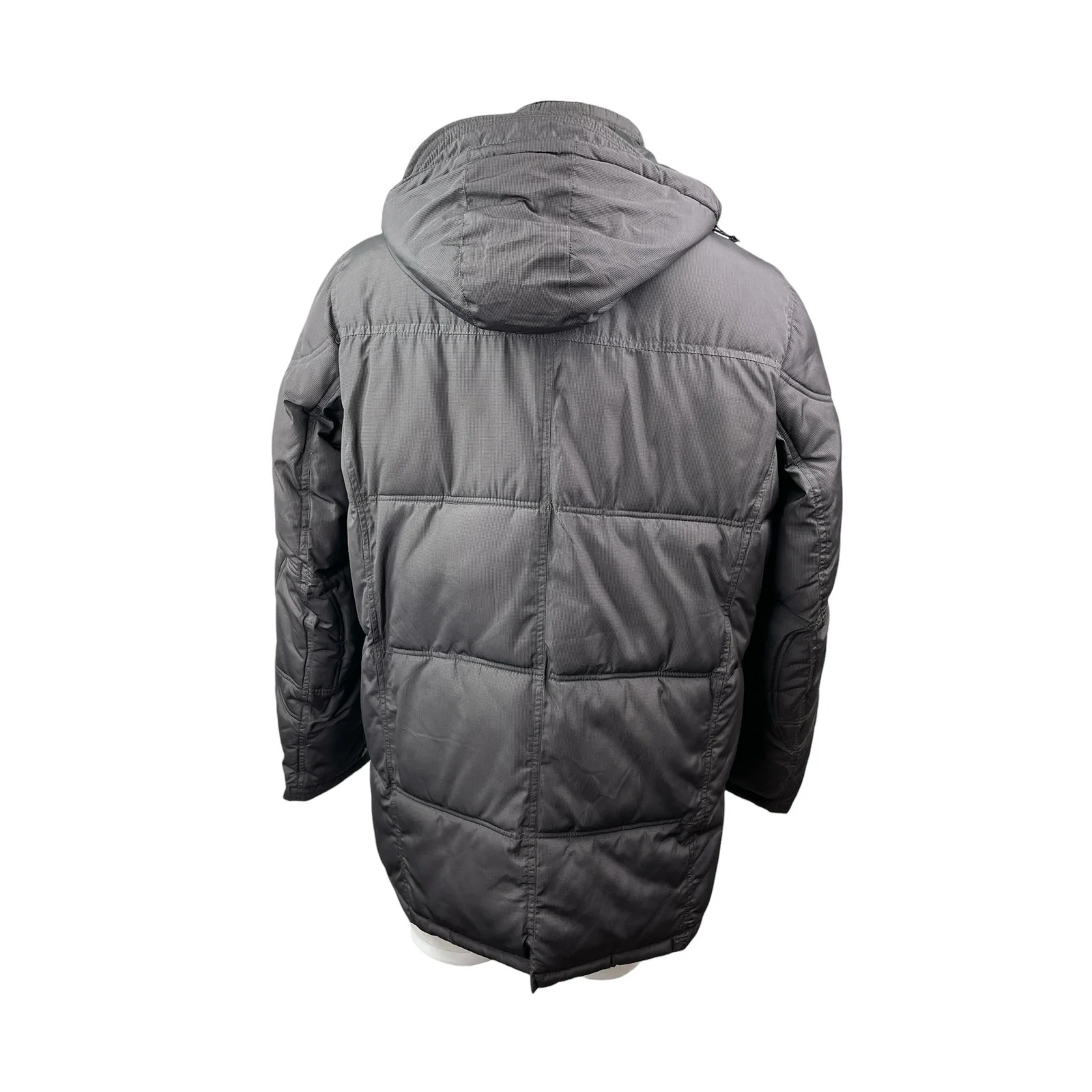 Perry Ellis Portfolio Printtech Black Hooded Puffer Quilted Coat Jacket Size LT - Image 3