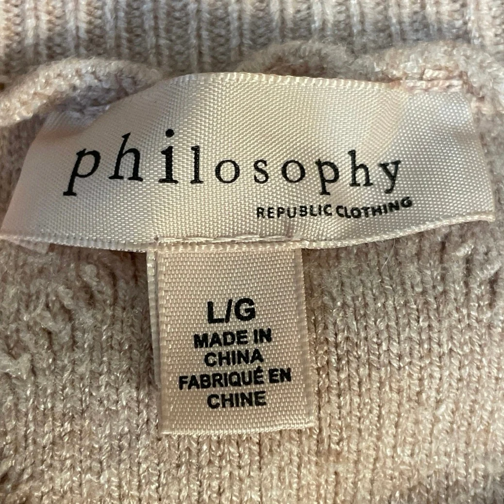 Philosophy Pink Short Sleeve Argyle Cable Knit Crew Neck Sweater Top Size L - Image 4