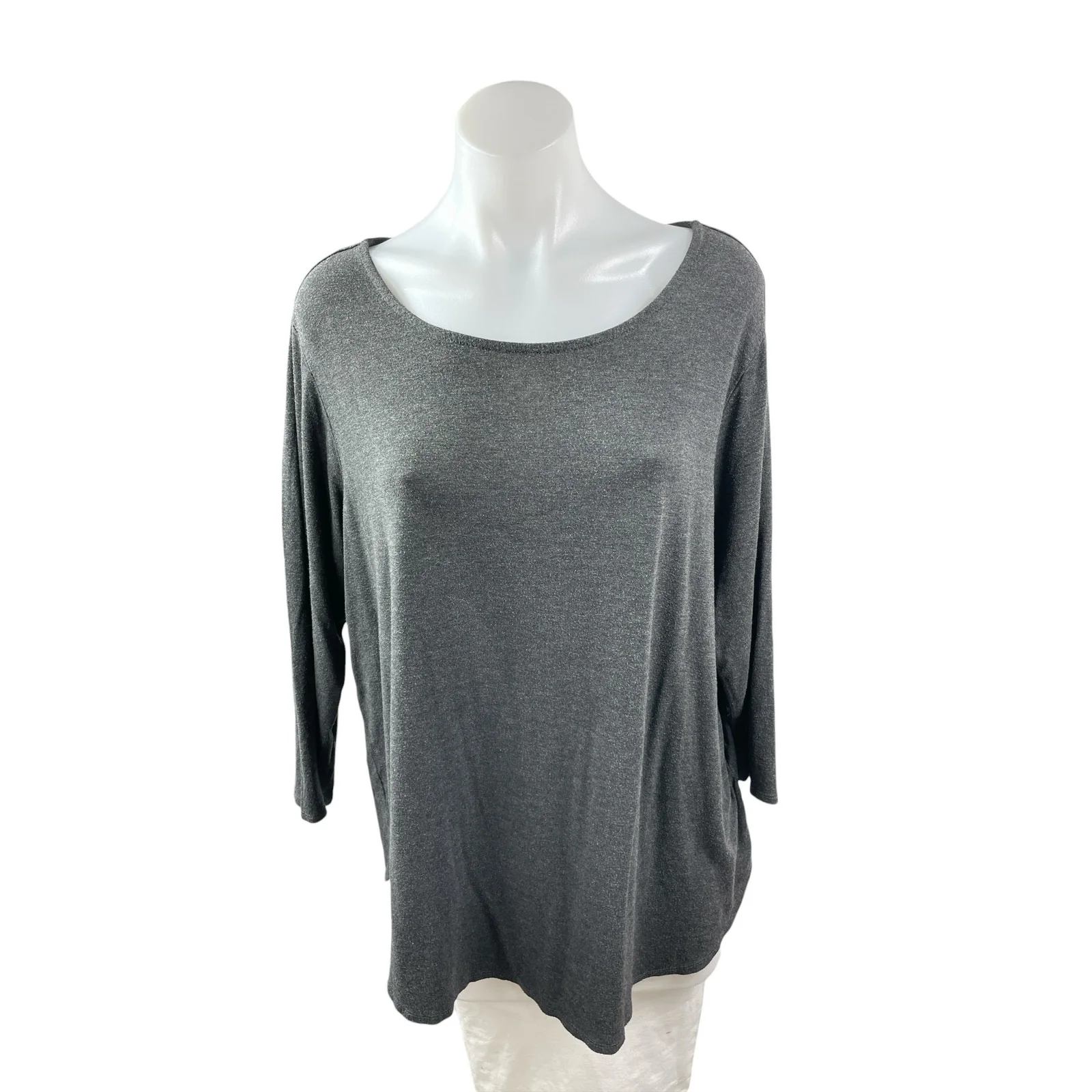 Philosophy Women's Gray Long Sleeve Scoop Neck Tunic T Shirt Tee Top Size 1X