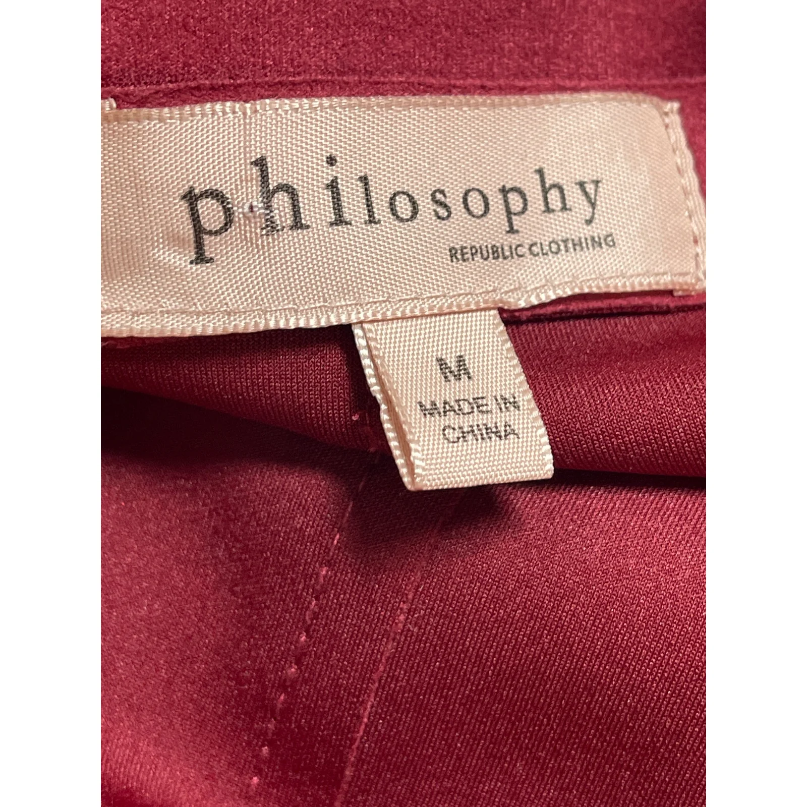 Philosophy Women's Red Faux Leather Suede Vegan Button Up Overcoat Jacket Size M - Image 3