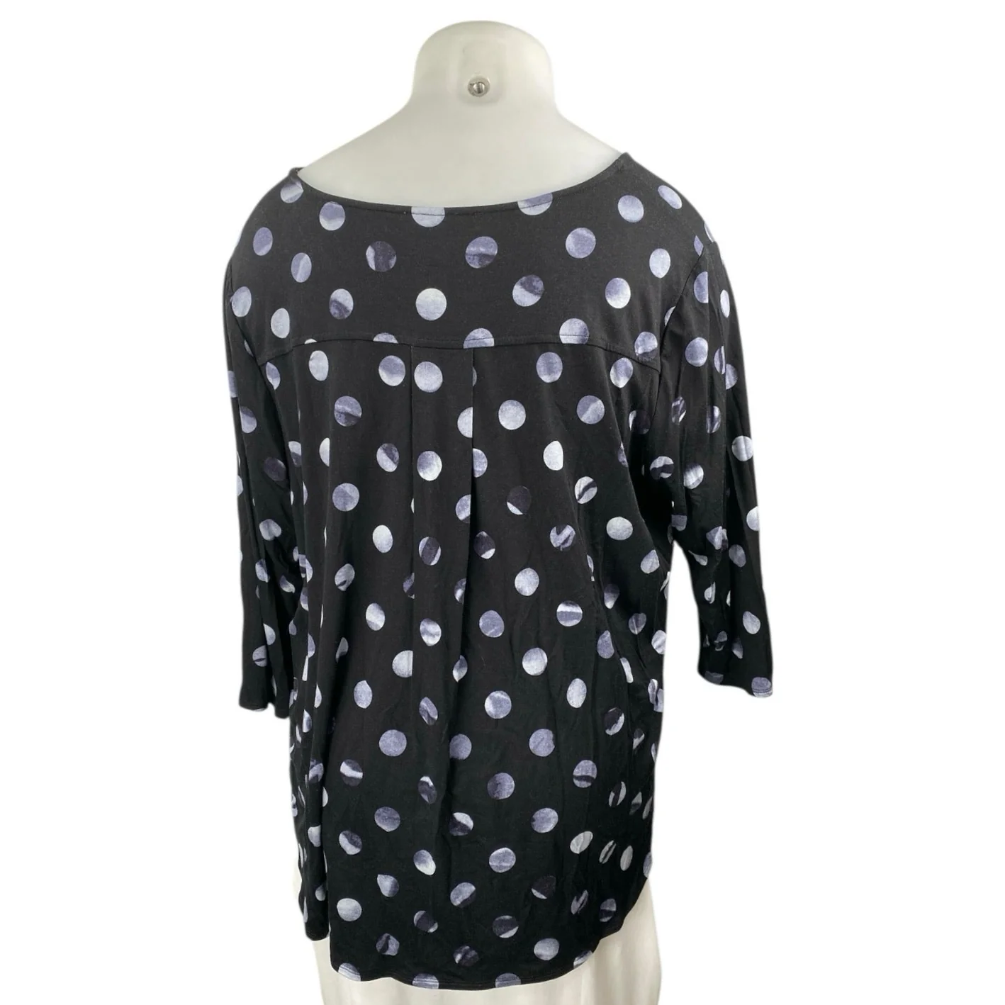 Philosopy Women's Black Polka Dots 3/4 Sleeve Boat Neck Tunic Blouse Top Size 2X - Image 2