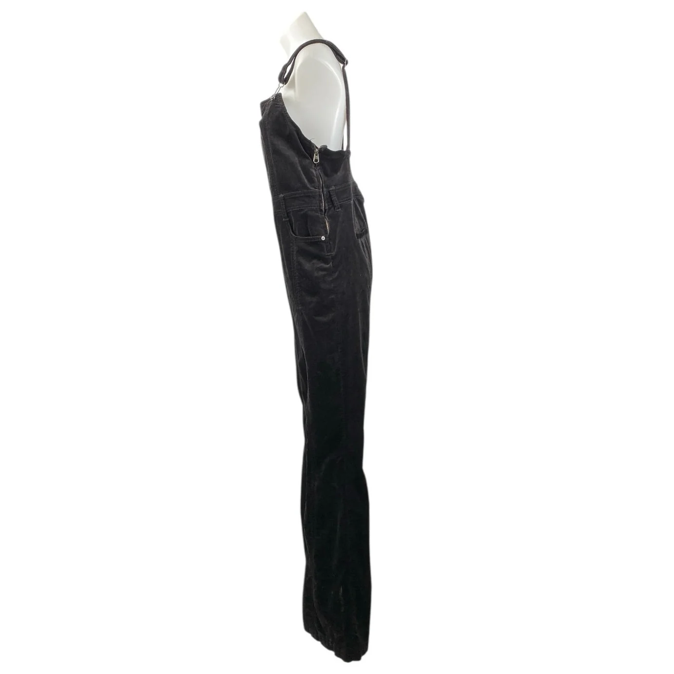 Pilcro and the Letterpress Black Velvet Velour Wide Leg Romper Jumpsuit Size 29 - Image 2