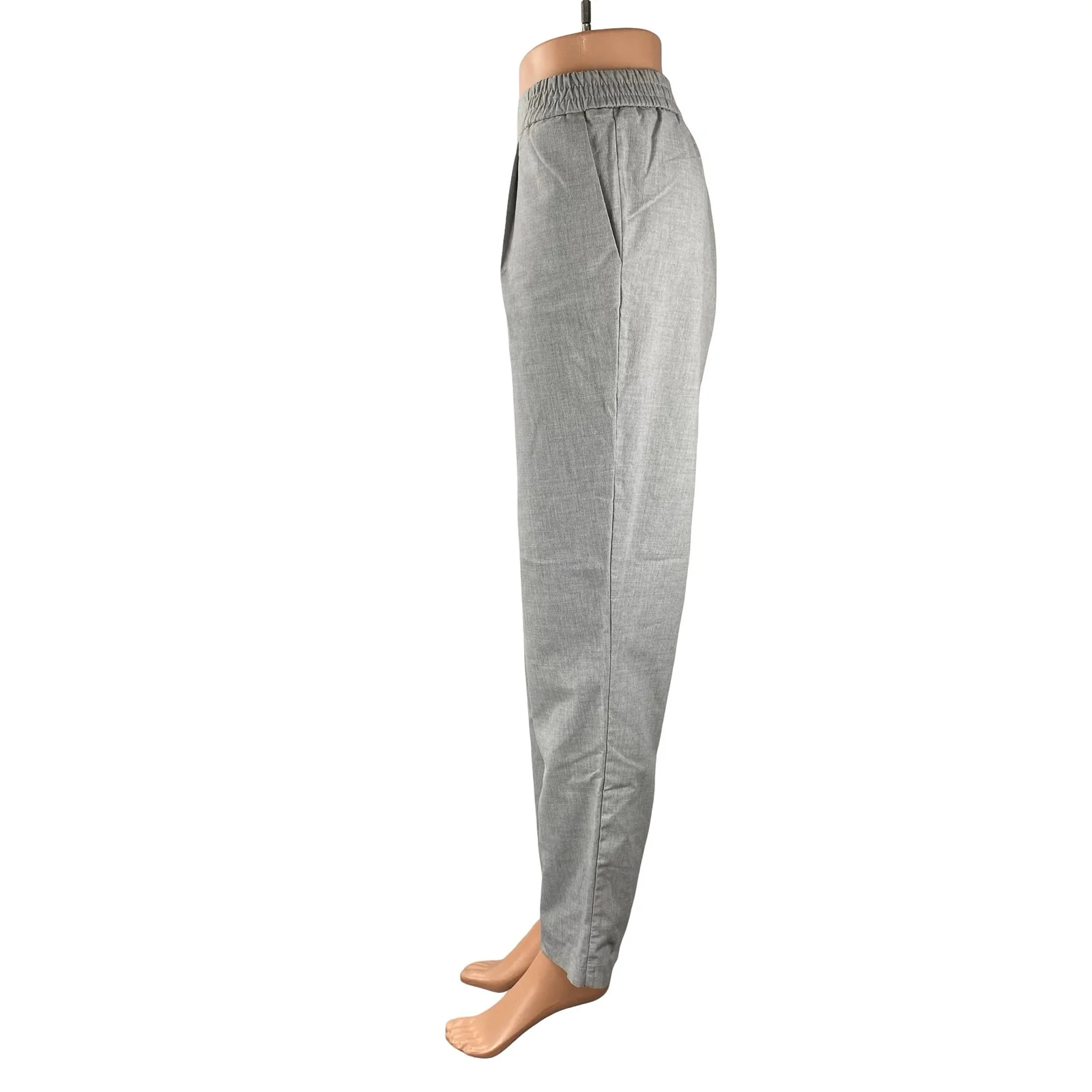 Pimkie Gray Wool Pleated High Rise Straight Wide Leg Trousers Dress Pants Size L - Image 2