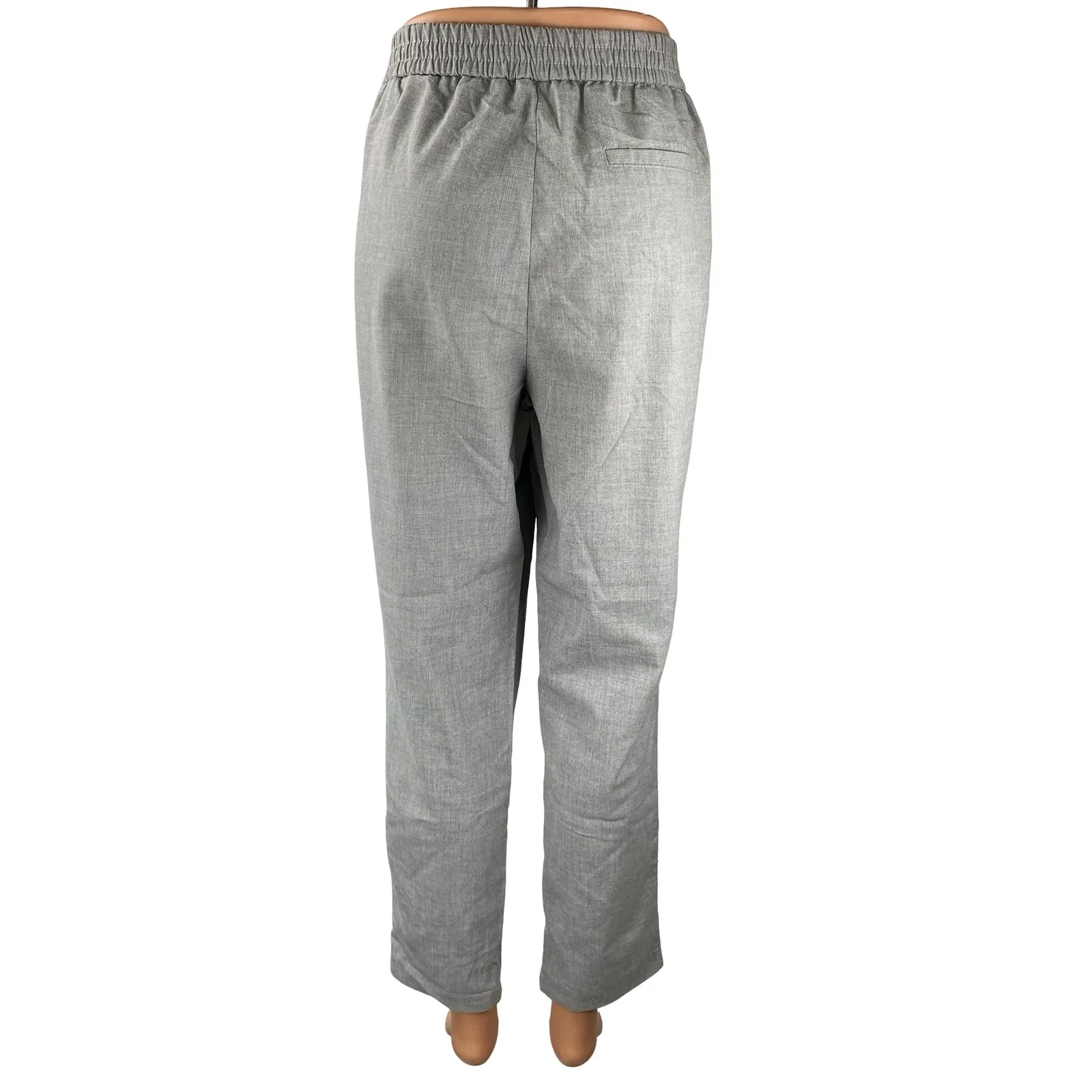 Pimkie Gray Wool Pleated High Rise Straight Wide Leg Trousers Dress Pants Size L - Image 4